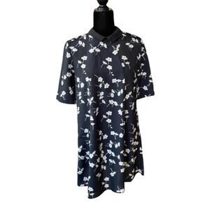 BCBGeneration Womens Dress Sz XS‎ Black Flower Print Babydoll Peter Pan NEW